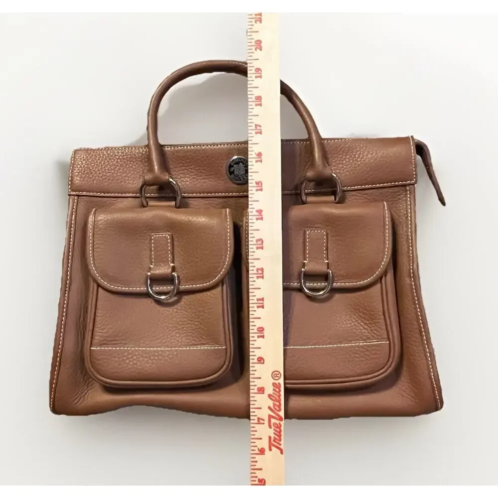 Dooney & Bourke Leather Purse/Handbag K029557 Brown/Cognac Double Pocket Tote - Picture 9 of 10